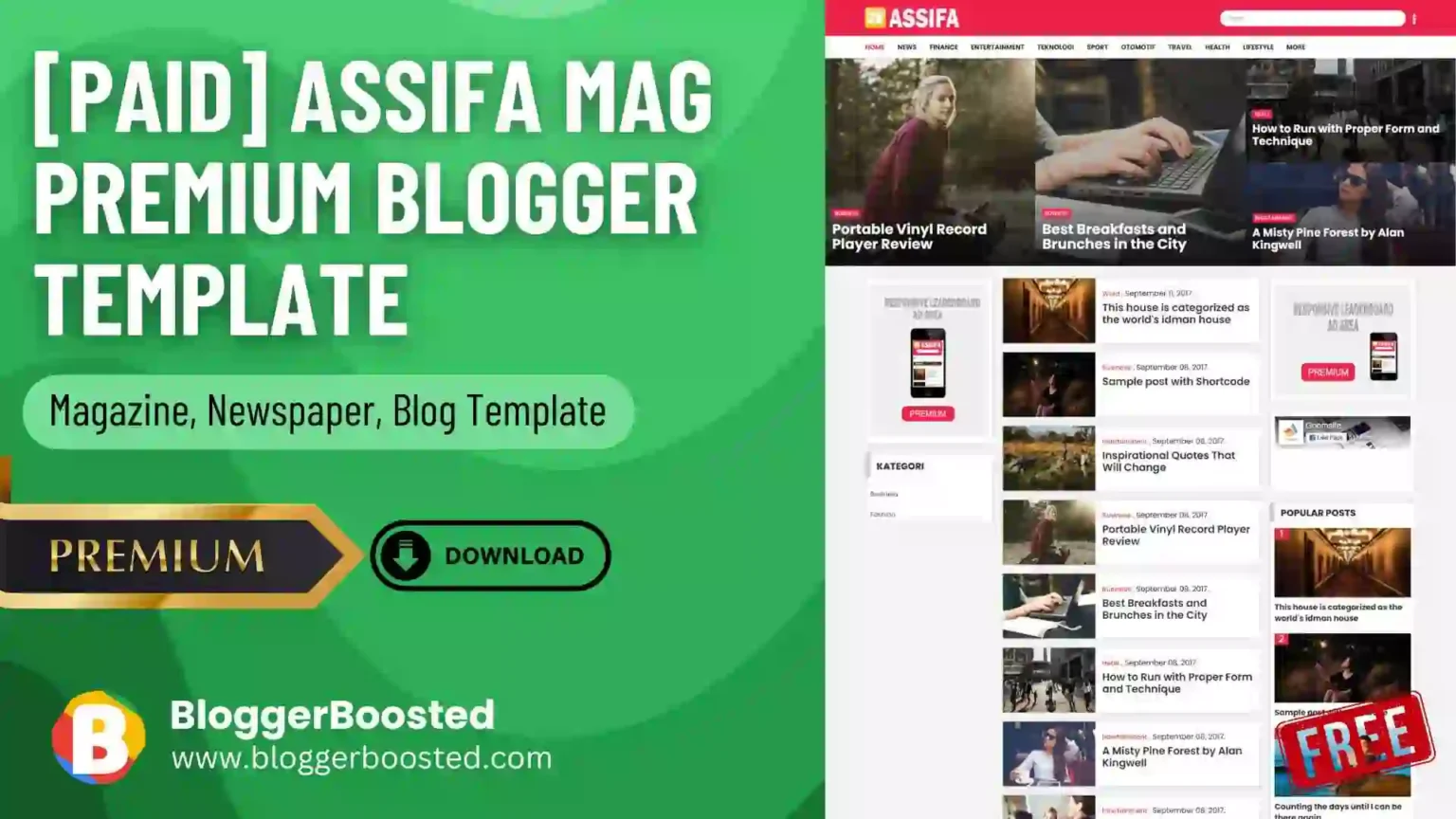 Assifa Mag Premium Blogger Template Download