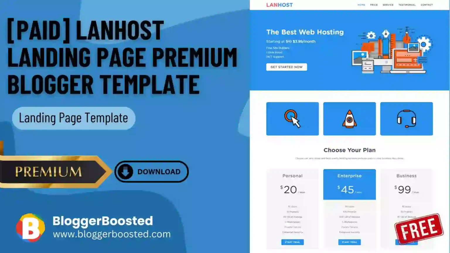 Lanhost Premium Blogger Template Download